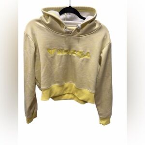 KORSA Women’s Cropped Hoodie Yellow | Size L | Soft Fleece Sweatshirt